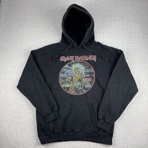 Iron Maiden Hoodie Mens M Black Skeleton Killers VTG Retro Distressed Graphic
